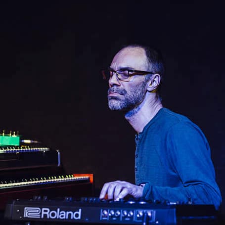 Milan Petkovic playing the synthesizer.